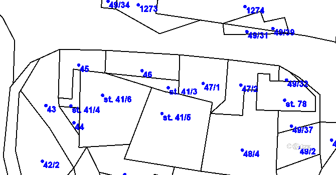 Parcela st. 41/3 v KÚ Velký Hubenov, Katastrální mapa