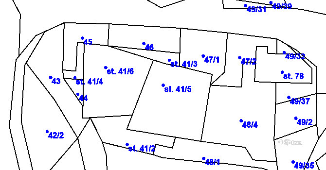 Parcela st. 41/5 v KÚ Velký Hubenov, Katastrální mapa