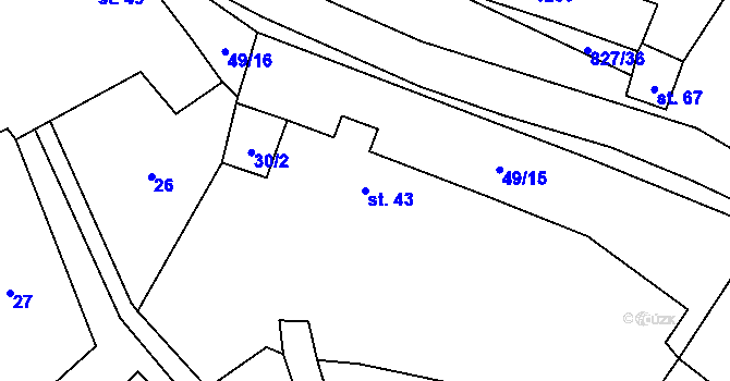 Parcela st. 43 v KÚ Velký Hubenov, Katastrální mapa
