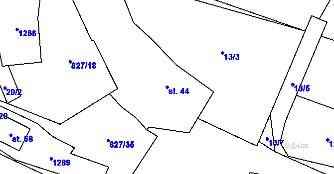 Parcela st. 44 v KÚ Velký Hubenov, Katastrální mapa