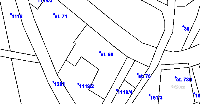 Parcela st. 69 v KÚ Velký Hubenov, Katastrální mapa
