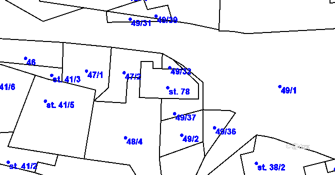 Parcela st. 78 v KÚ Velký Hubenov, Katastrální mapa