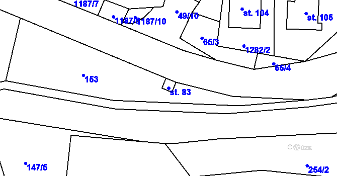 Parcela st. 83 v KÚ Velký Hubenov, Katastrální mapa