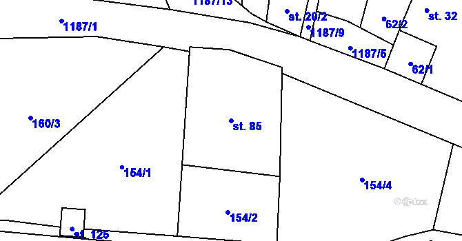Parcela st. 85 v KÚ Velký Hubenov, Katastrální mapa
