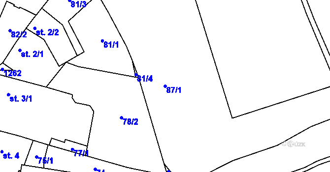Parcela st. 87/1 v KÚ Velký Hubenov, Katastrální mapa