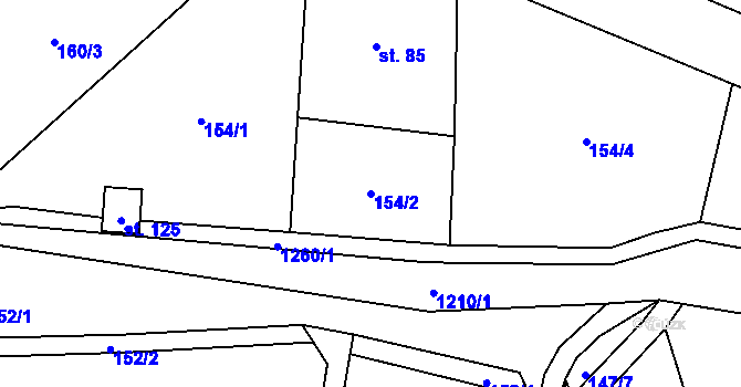 Parcela st. 154/2 v KÚ Velký Hubenov, Katastrální mapa