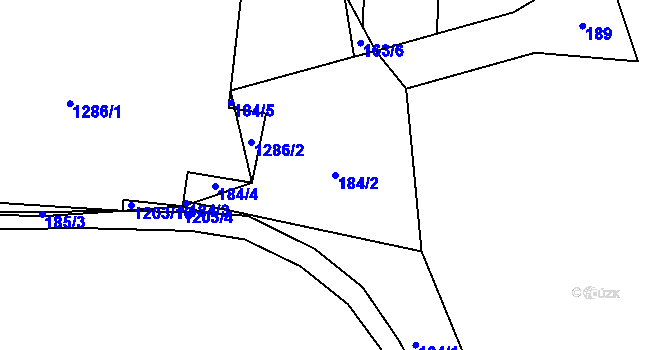 Parcela st. 184/2 v KÚ Velký Hubenov, Katastrální mapa