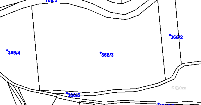 Parcela st. 366/3 v KÚ Velký Hubenov, Katastrální mapa
