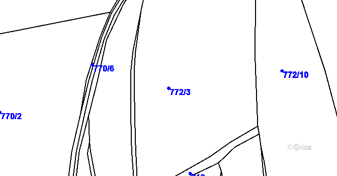 Parcela st. 772/3 v KÚ Velký Hubenov, Katastrální mapa