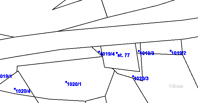 Parcela st. 1019/4 v KÚ Velký Hubenov, Katastrální mapa
