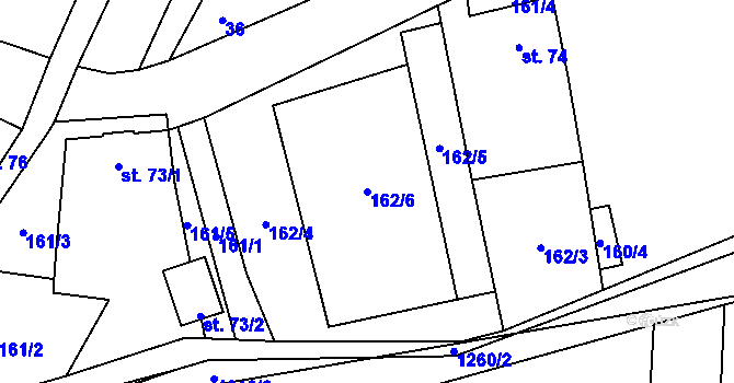 Parcela st. 162/6 v KÚ Velký Hubenov, Katastrální mapa