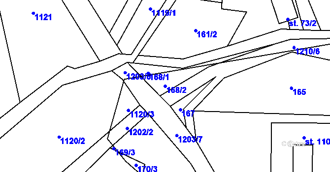 Parcela st. 168/2 v KÚ Velký Hubenov, Katastrální mapa