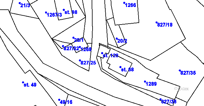 Parcela st. 120 v KÚ Velký Hubenov, Katastrální mapa