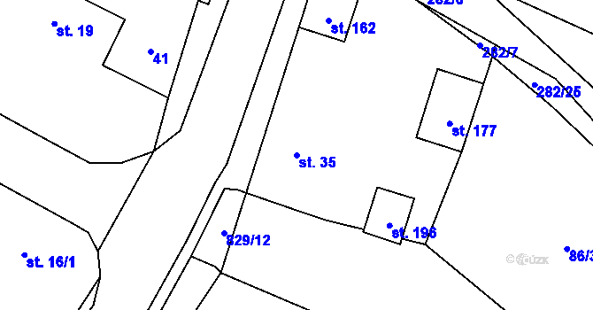 Parcela st. 35 v KÚ Sukorady u Hořic, Katastrální mapa