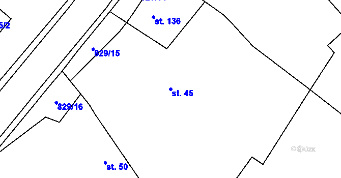 Parcela st. 45 v KÚ Sukorady u Hořic, Katastrální mapa