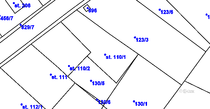 Parcela st. 110/1 v KÚ Sukorady u Hořic, Katastrální mapa