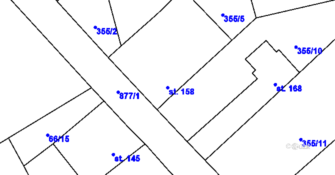 Parcela st. 158 v KÚ Sukorady u Hořic, Katastrální mapa
