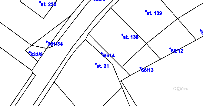 Parcela st. 66/14 v KÚ Sukorady u Hořic, Katastrální mapa