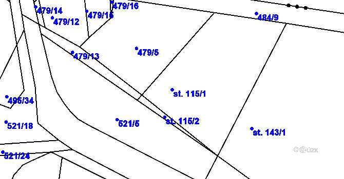 Parcela st. 115/1 v KÚ Sukorady u Hořic, Katastrální mapa