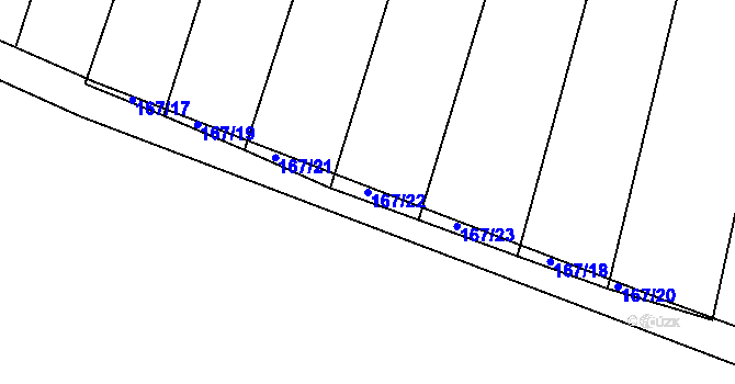 Parcela st. 167/22 v KÚ Sukorady u Hořic, Katastrální mapa