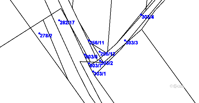 Parcela st. 256/12 v KÚ Sukorady u Hořic, Katastrální mapa