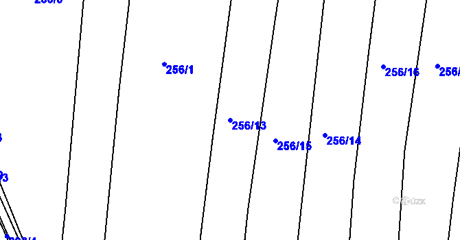 Parcela st. 256/13 v KÚ Sukorady u Hořic, Katastrální mapa