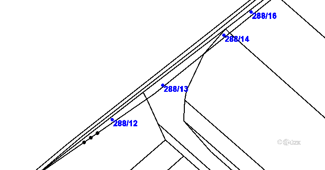 Parcela st. 288/13 v KÚ Sukorady u Hořic, Katastrální mapa
