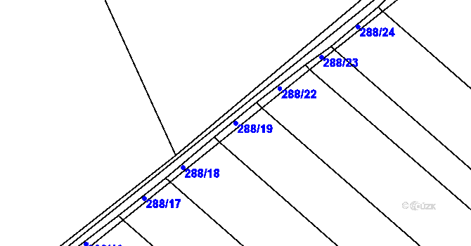 Parcela st. 288/19 v KÚ Sukorady u Hořic, Katastrální mapa