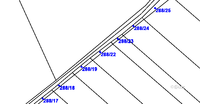 Parcela st. 288/22 v KÚ Sukorady u Hořic, Katastrální mapa