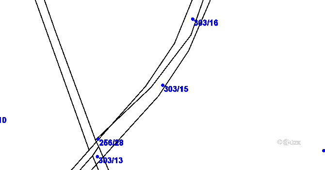 Parcela st. 303/15 v KÚ Sukorady u Hořic, Katastrální mapa