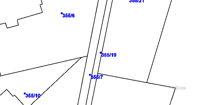 Parcela st. 355/19 v KÚ Sukorady u Hořic, Katastrální mapa