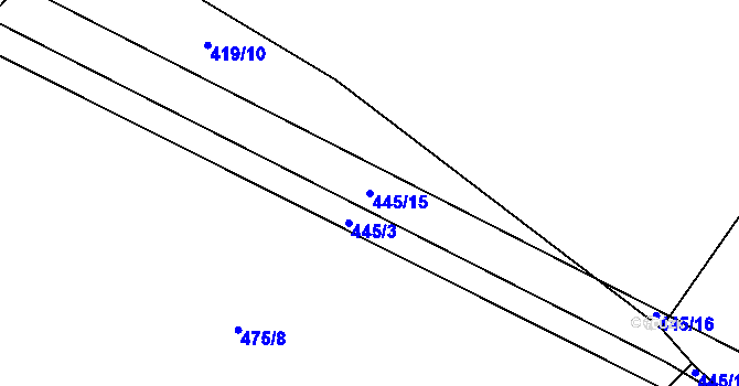 Parcela st. 445/15 v KÚ Sukorady u Hořic, Katastrální mapa