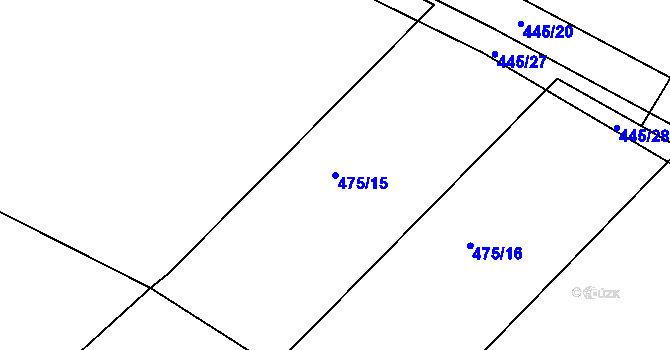 Parcela st. 475/15 v KÚ Sukorady u Hořic, Katastrální mapa