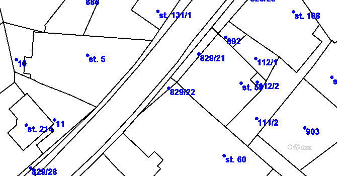Parcela st. 829/22 v KÚ Sukorady u Hořic, Katastrální mapa