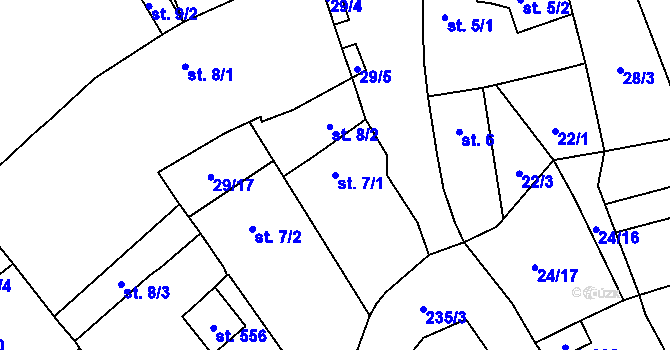 Parcela st. 7/1 v KÚ Sulejovice, Katastrální mapa