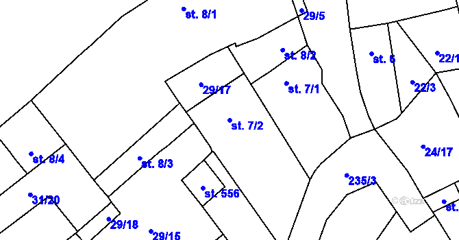 Parcela st. 7/2 v KÚ Sulejovice, Katastrální mapa