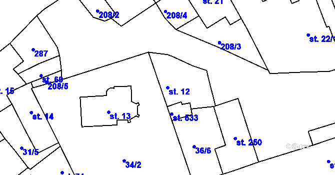 Parcela st. 12 v KÚ Sulejovice, Katastrální mapa