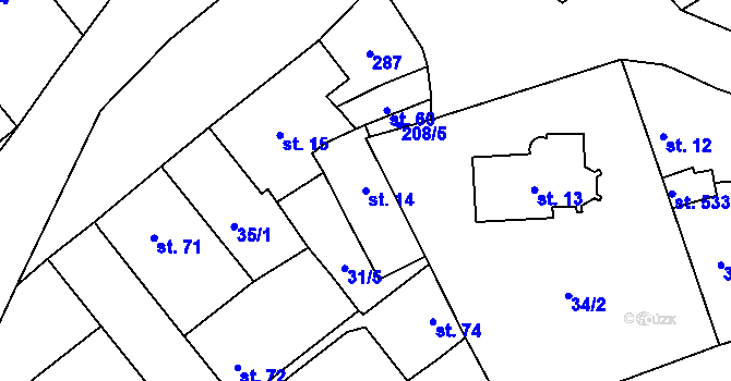 Parcela st. 14 v KÚ Sulejovice, Katastrální mapa