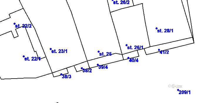 Parcela st. 25 v KÚ Sulejovice, Katastrální mapa