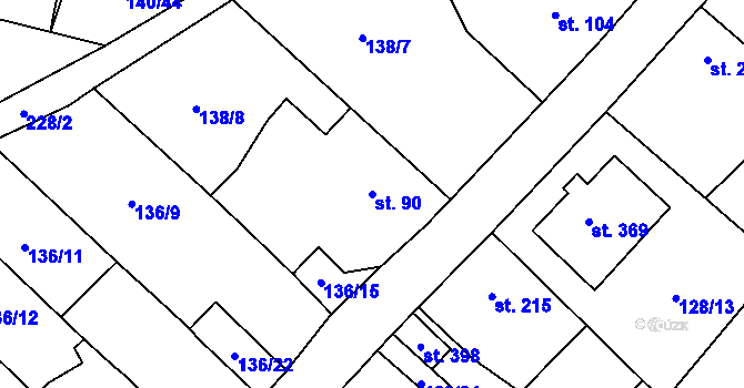 Parcela st. 90 v KÚ Sulejovice, Katastrální mapa