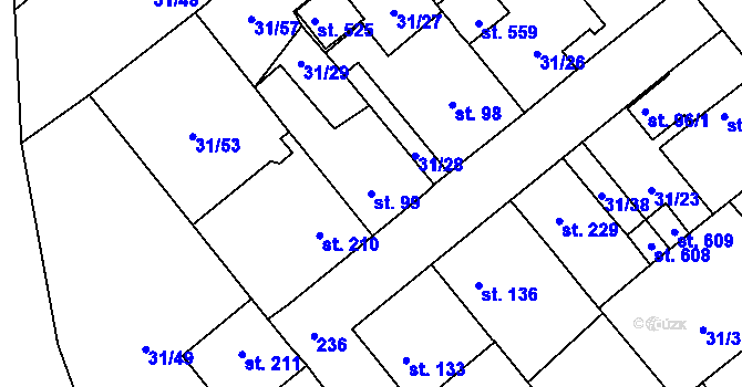 Parcela st. 99 v KÚ Sulejovice, Katastrální mapa