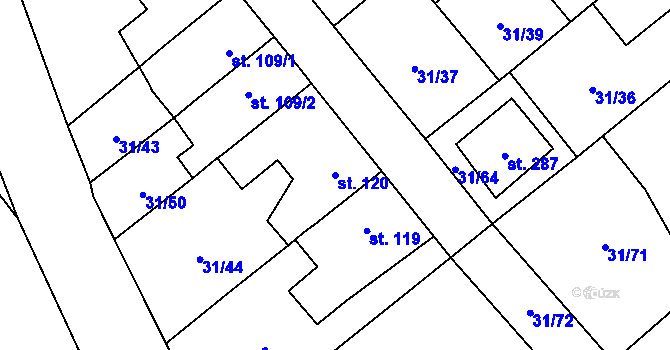 Parcela st. 120 v KÚ Sulejovice, Katastrální mapa