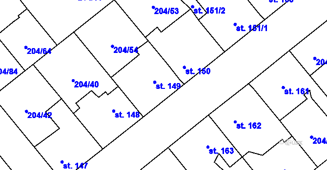 Parcela st. 149 v KÚ Sulejovice, Katastrální mapa