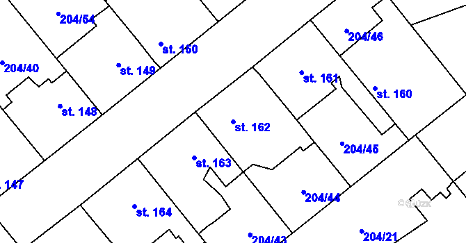 Parcela st. 162 v KÚ Sulejovice, Katastrální mapa