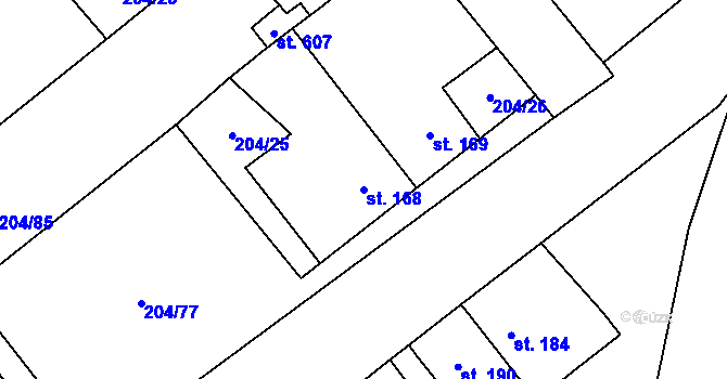 Parcela st. 168 v KÚ Sulejovice, Katastrální mapa