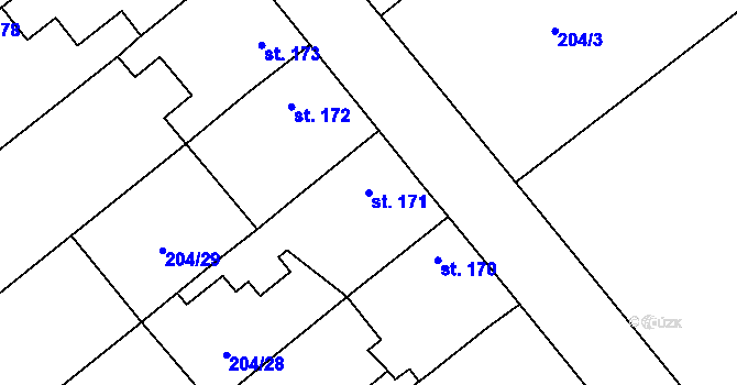 Parcela st. 171 v KÚ Sulejovice, Katastrální mapa