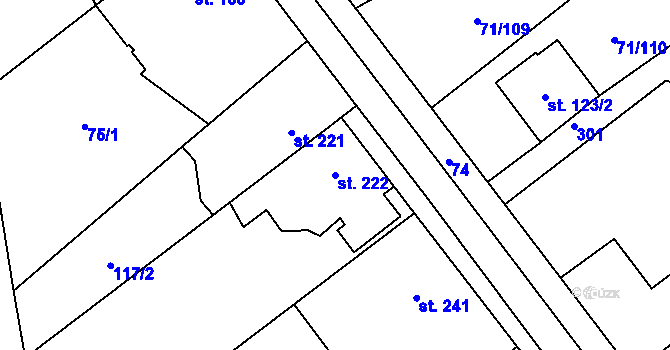 Parcela st. 222 v KÚ Sulejovice, Katastrální mapa