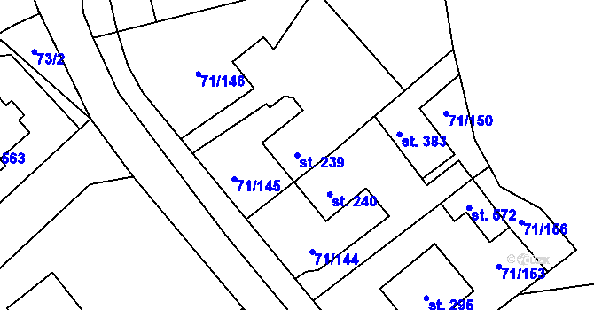 Parcela st. 239 v KÚ Sulejovice, Katastrální mapa