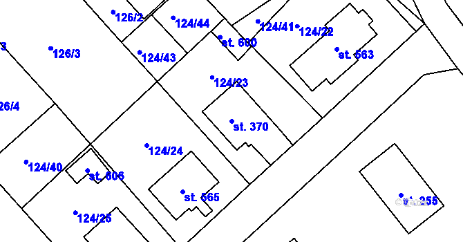 Parcela st. 370 v KÚ Sulejovice, Katastrální mapa