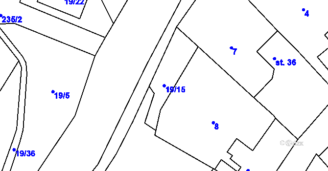 Parcela st. 19/15 v KÚ Sulejovice, Katastrální mapa